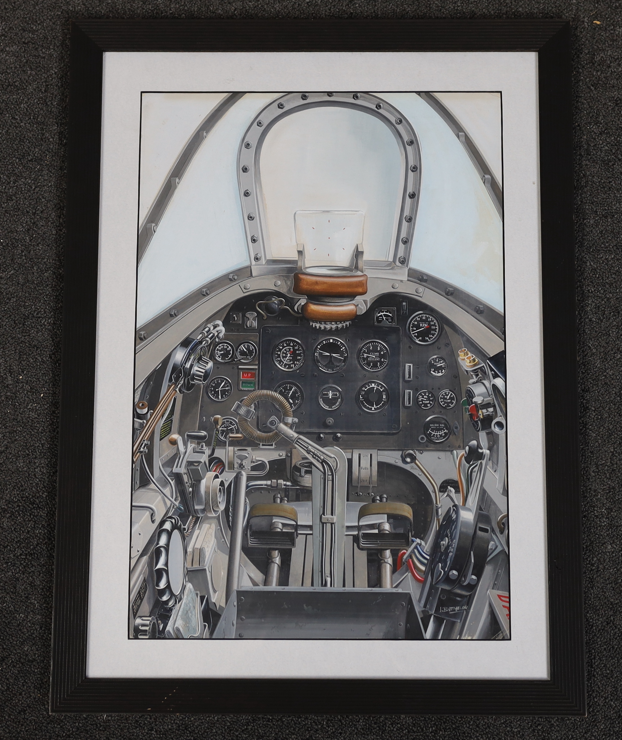 John Henry Batchelor MBE (1936-2019), Civil and military aviation including Spitfire IX, 611Sqd 1942, gouache and watercolour on paper (6), largest 49 x 33cm, Please note this lot attracts an additional import tax of 5%